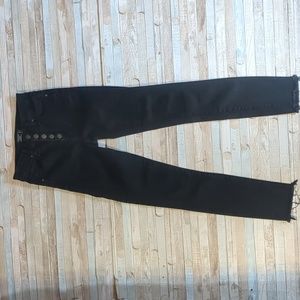 Tall: A&F Super Skinny High Rise ankle light black raw hem jeans size 24 long